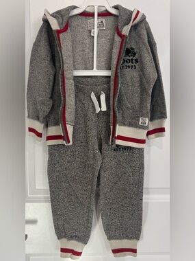 Roots Toddler Cabin Set 3T Grey Sweatpants & Zip Hoodie Salt & Pepper